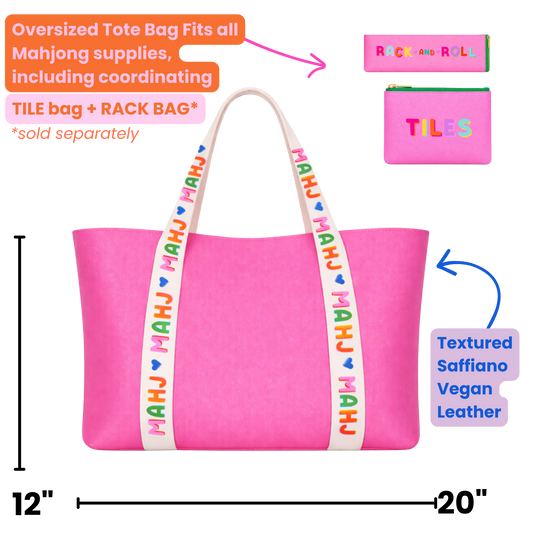 Mahjong Tote Bag Mahjong Tile Bag Leather | Pink *NEW*