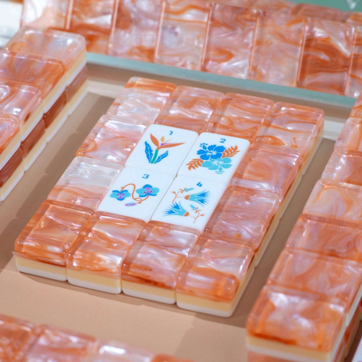 Palm Beach Mahjong Set - Coral Glow