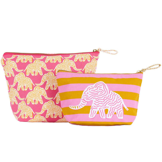 Elephant Essential Canvas Pouch Set of 2