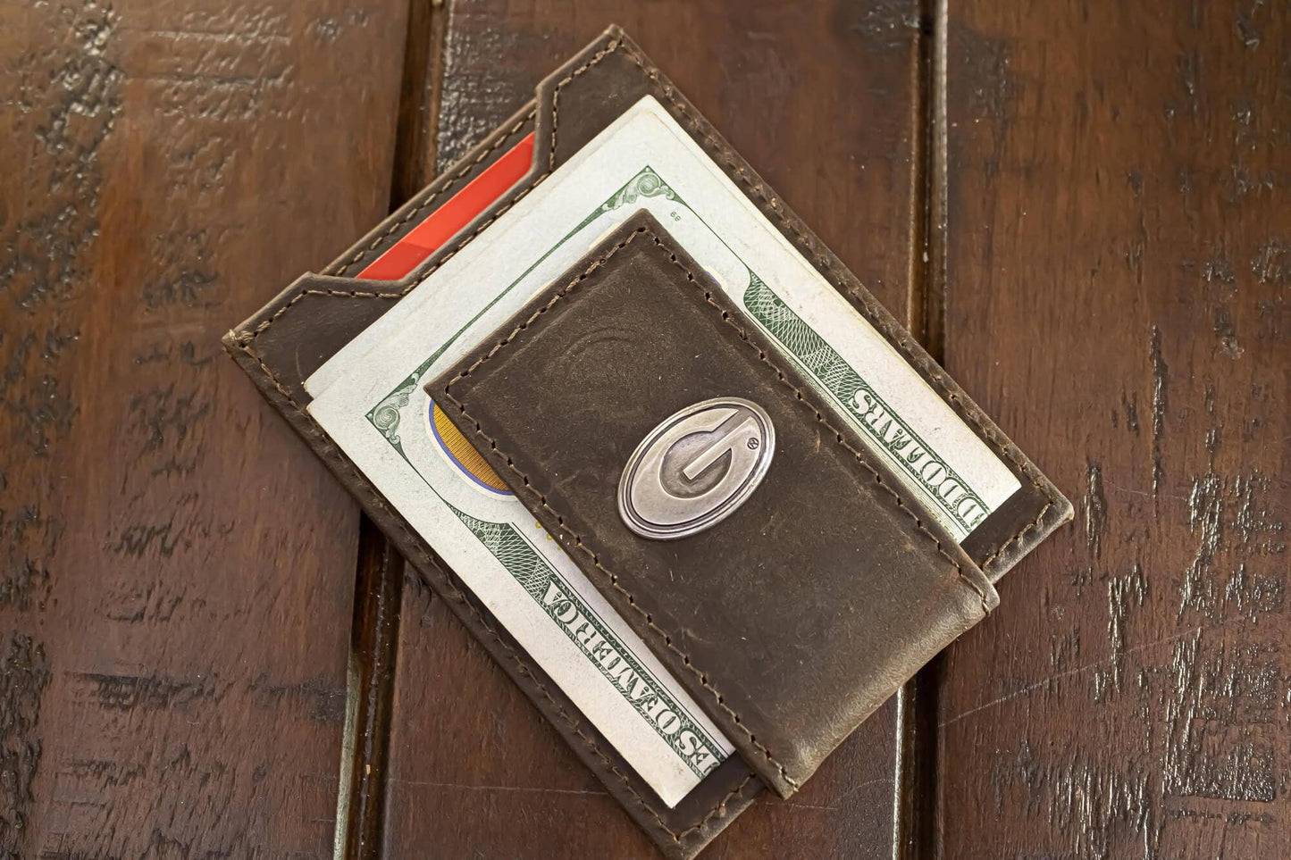 Georgia Bulldogs Men's  Magnetic Front Pocket Leather Wallet