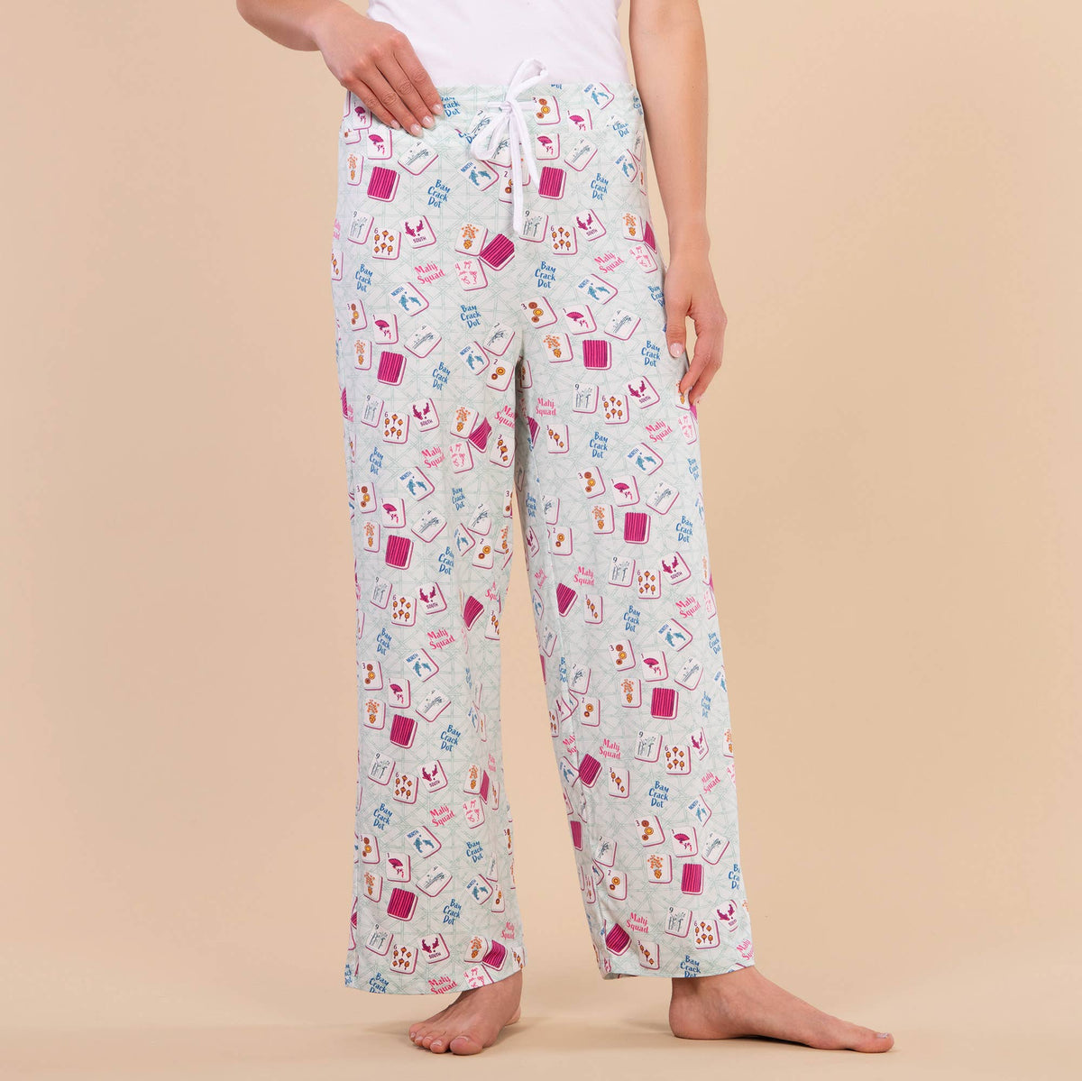 Mahj Squad Pajama Pants | Soft Teal Mahjong PJ Bottoms