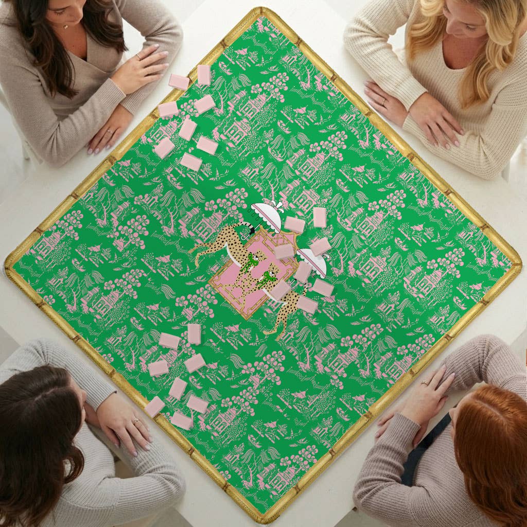 Mahjong Mat, Neoprene, Preppy,Chinoiserie, Boutique Monogram