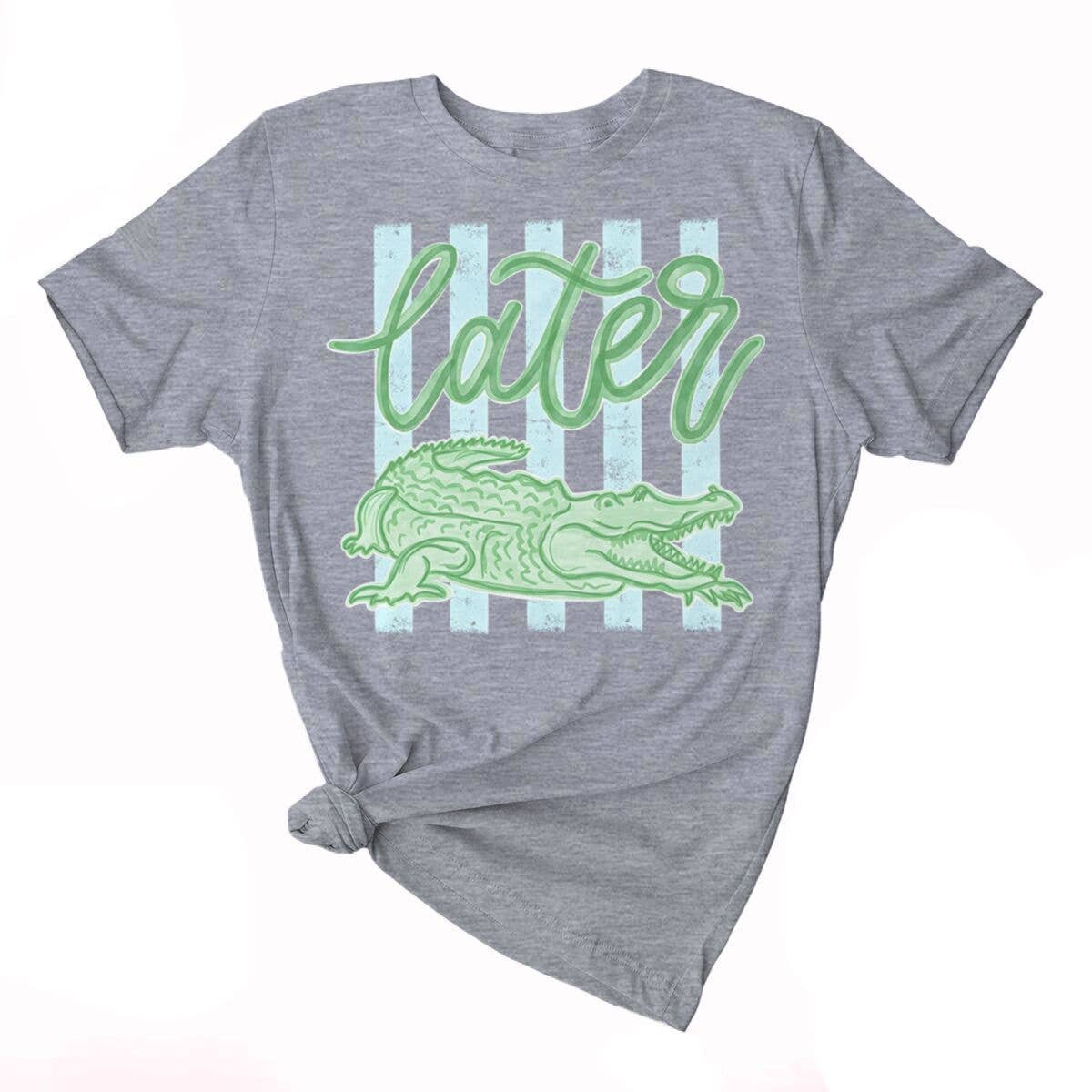 Stripe Later Gator Alligator Graphic Tee Cotton Shirt