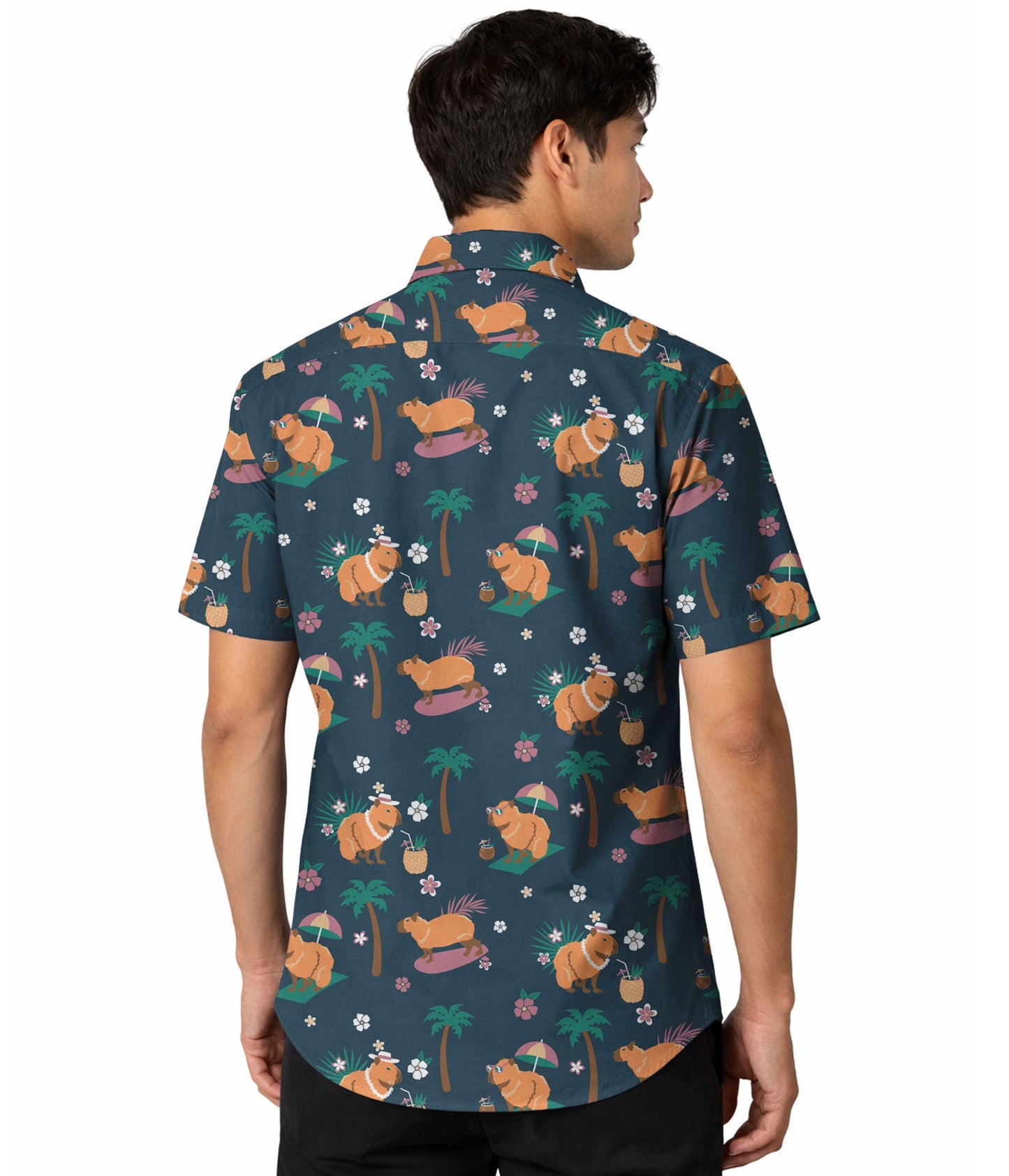 Bahama Capybara Men's Hawaiian Shirt - Fun Button Down