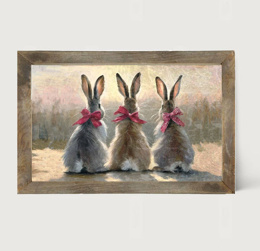 Pink-Bowed Bunnies - Horizontal Frame