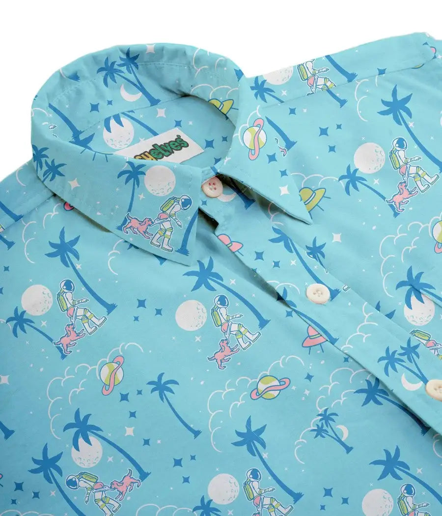 Full Moon Men's Hawaiian Shirt - Funny Astronaut Button Down