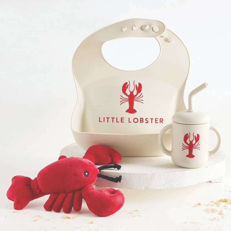 Swaddle Blanket + Plush Rattle - Lobster