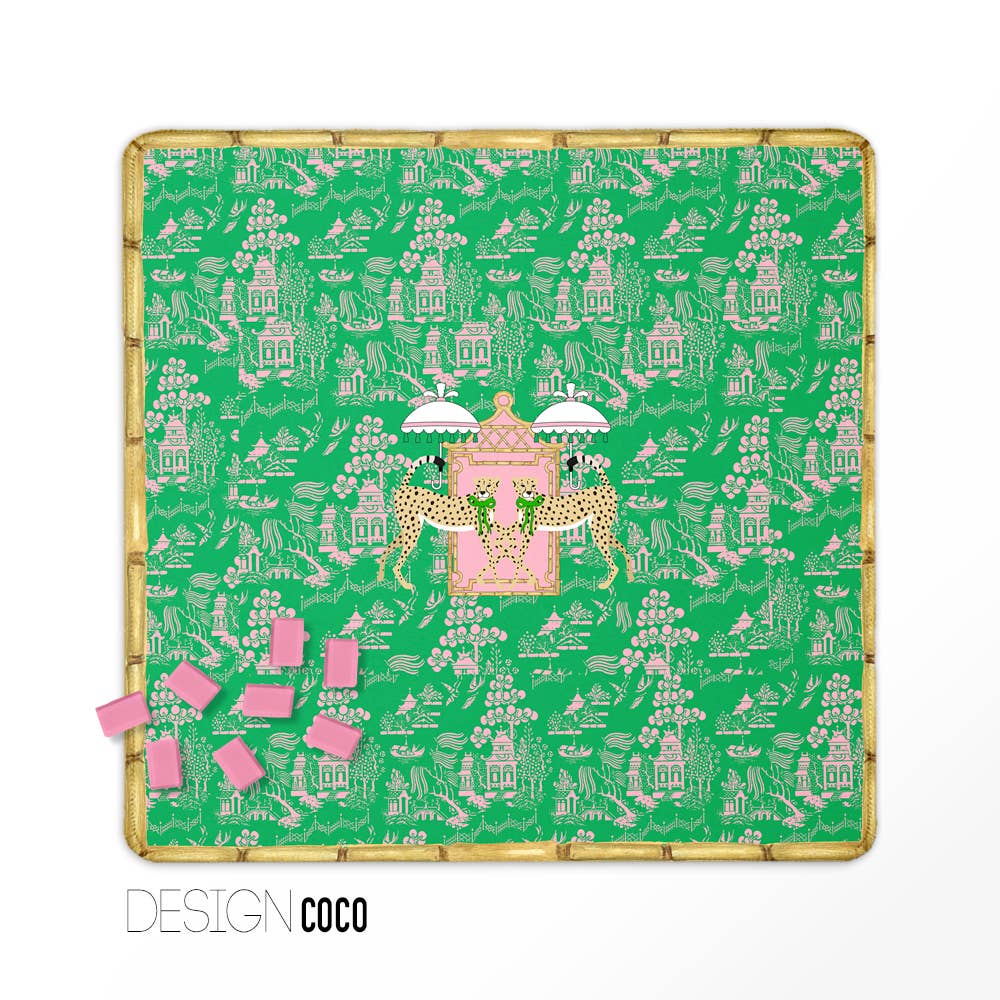 Mahjong Mat, Neoprene, Preppy,Chinoiserie, Boutique Monogram
