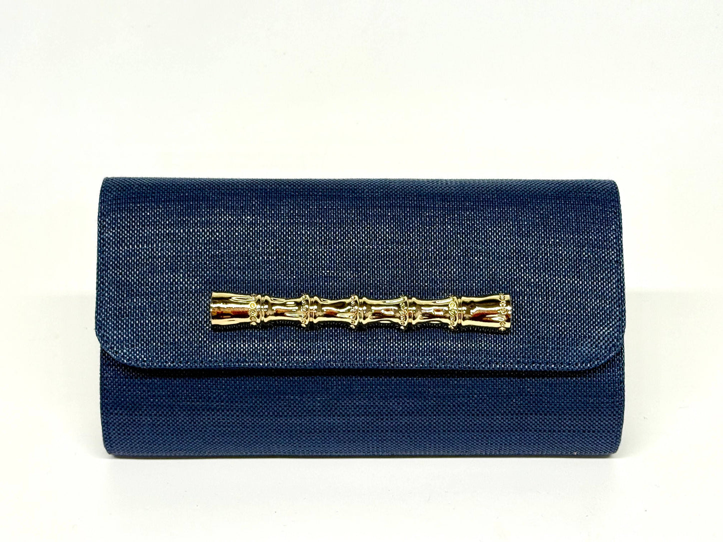 Navy Avery Clutch Straw - Gold Charms-WS