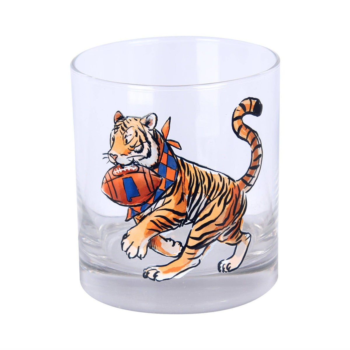 Orange and Blue Tiger Running Rocks Glass