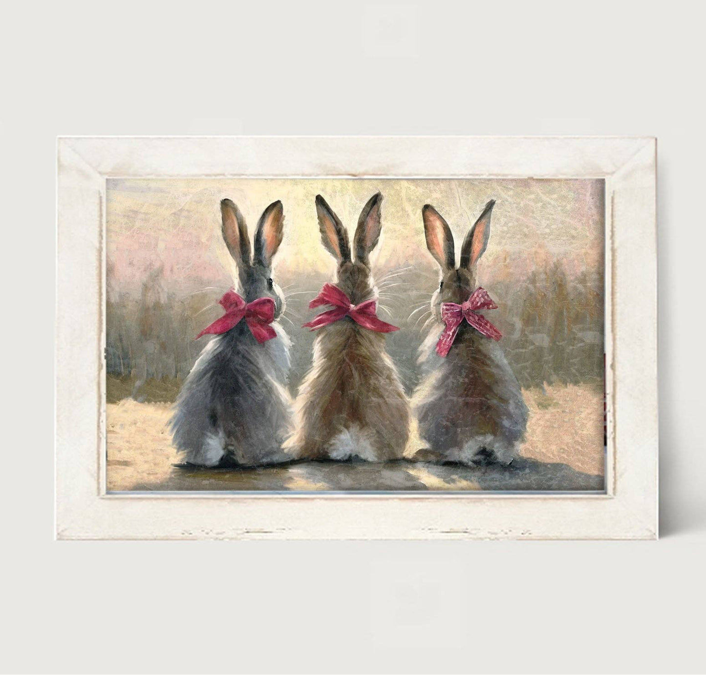 Pink-Bowed Bunnies - Horizontal Frame