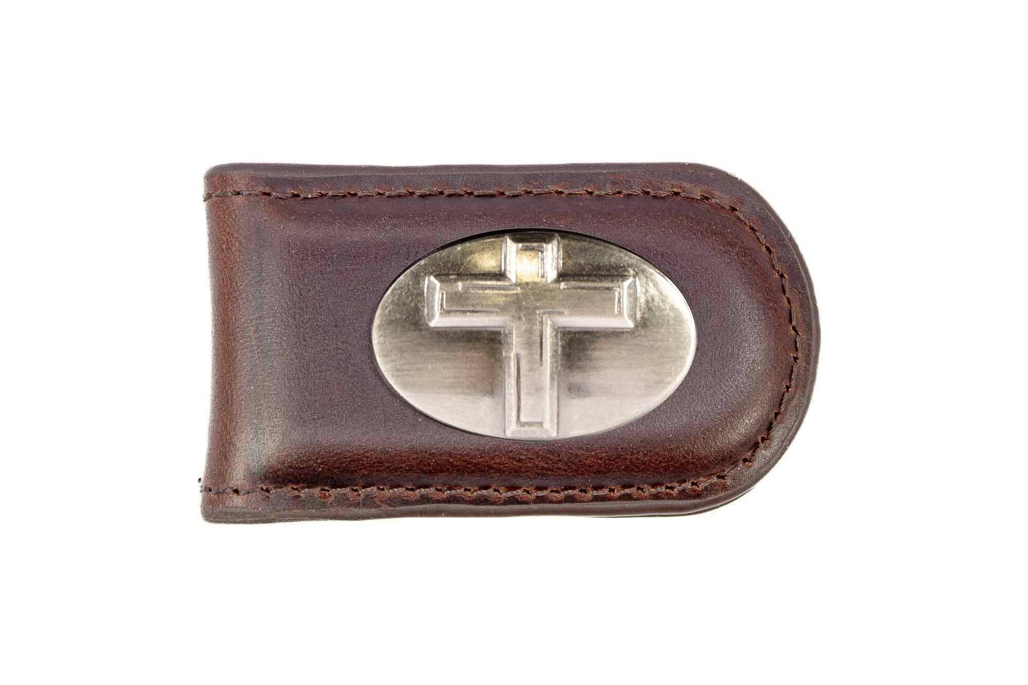 Christian Cross Leather Magnetic Money Clip Wallet