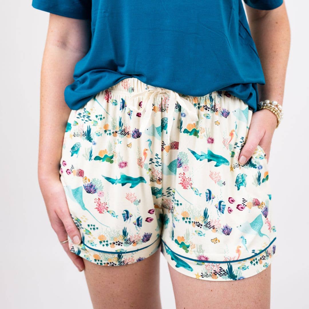 Coral Reef Womens Bamboo Pajama Shorts