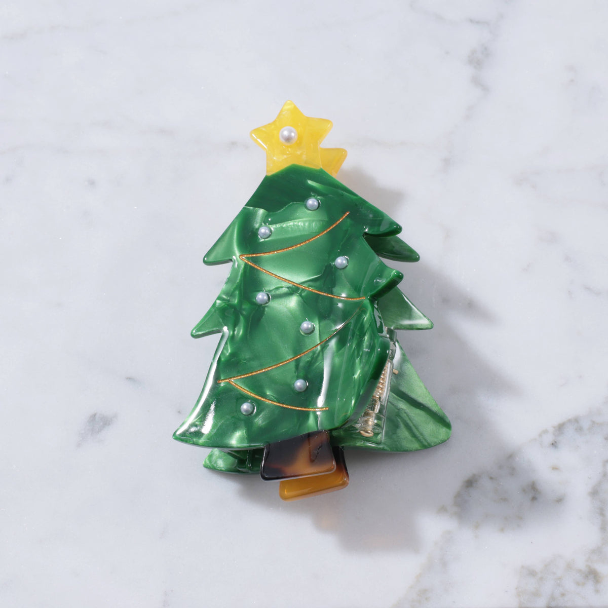 Christmas Tree Pearl Star Hair Clip Claw