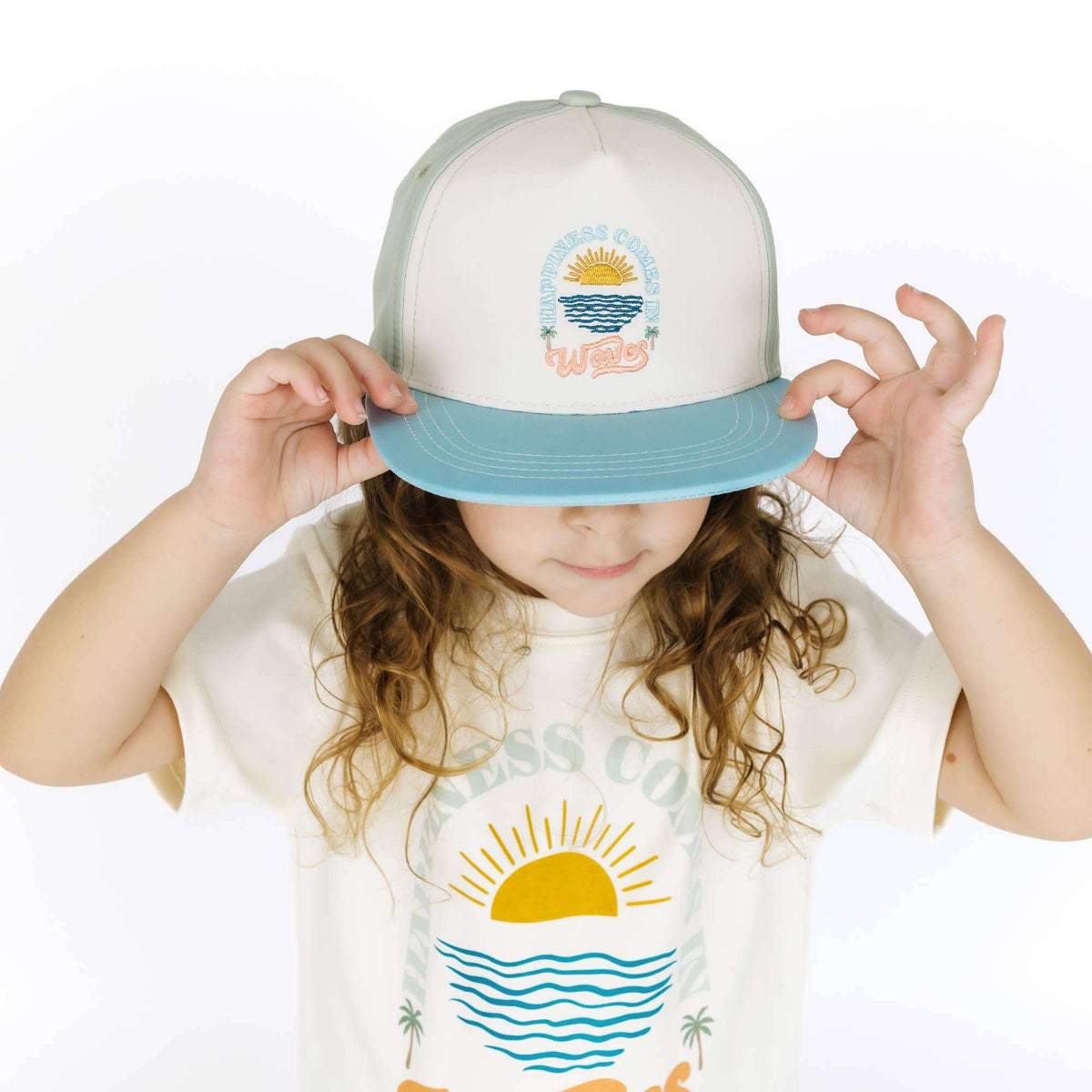 Happiness Comes In Waves Snapback Hat