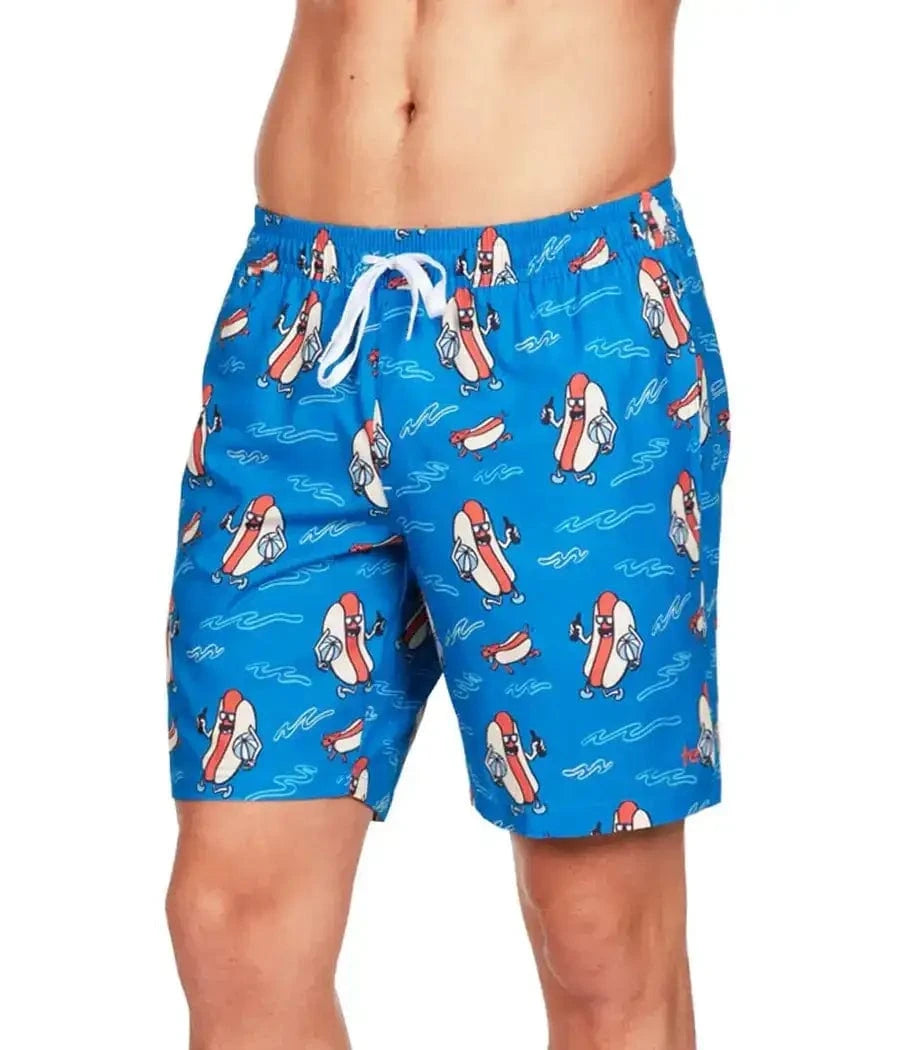 Hot Dog Diver Men's Stretch Swim Trunks - Fun Swim Trunks