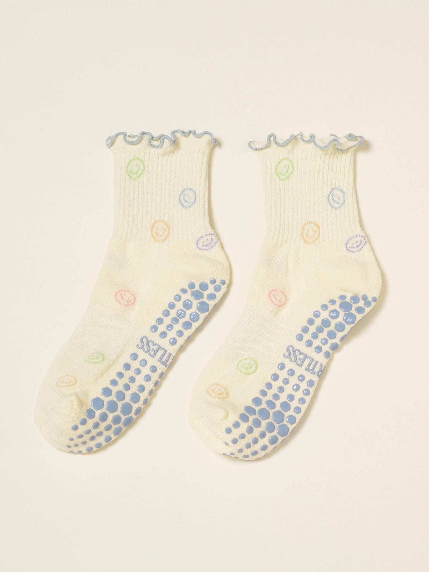 Smiley Face Ruffle Grip Sock- Pilates Socks