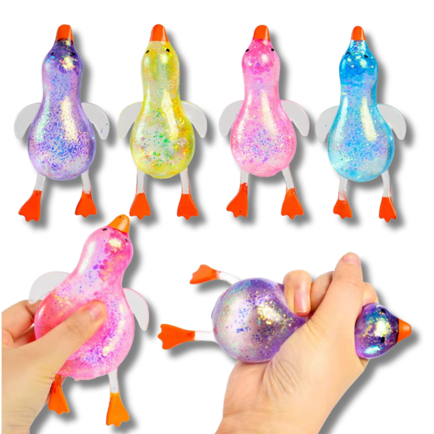 Ducks Glitter Sugar Squishy Fidget Kids  Toy- Assorted