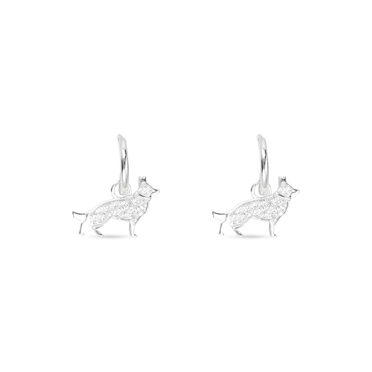 Silver CZ Pet Dog Earrings