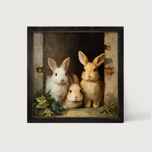 Three Rabbits in Doorway