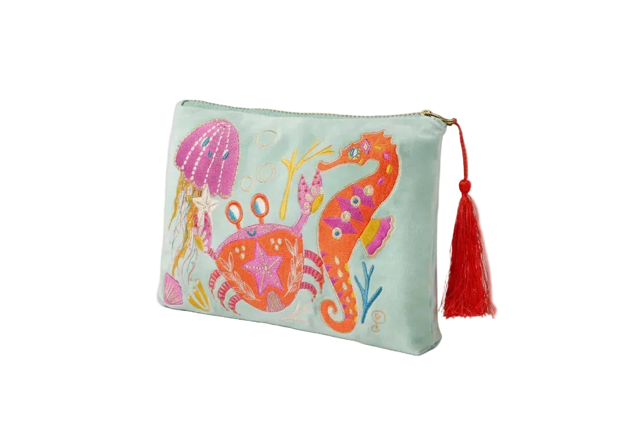 Seashore Friends Velvet Zip Pouch