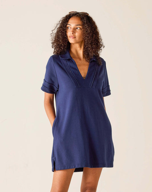 Mersea French Terry Polo Dress - Cadet Blue