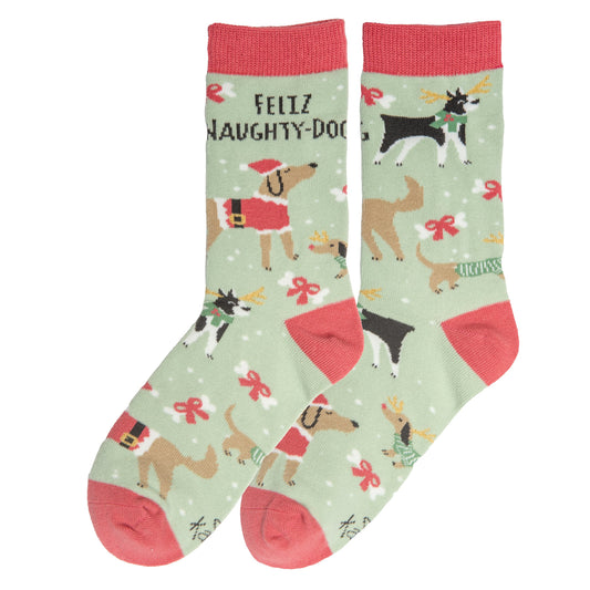 HOLIDAY SOCKS  FELIZ NAUGHTY DOG (H20)