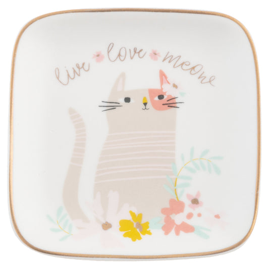 FLORA SQUARE TRINKET TRAY  SMALL CAT (F23)