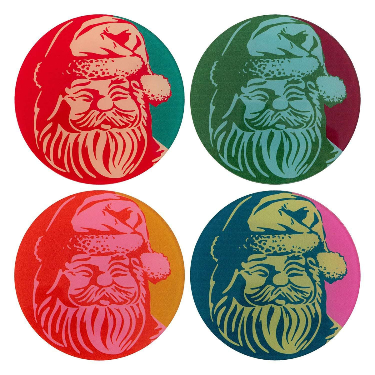 Retro Santa Acrylic Coasters - Set of 4