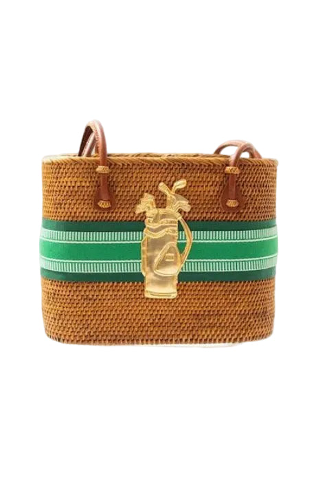 Medium Charlotte-Hunter/Green Palm Layer with Golf Bag