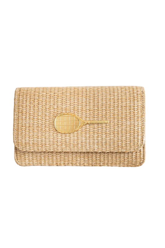 Ruby Straw Clutch Tennis