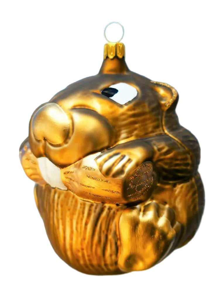 Eager Beaver German Blown Glass Ornament