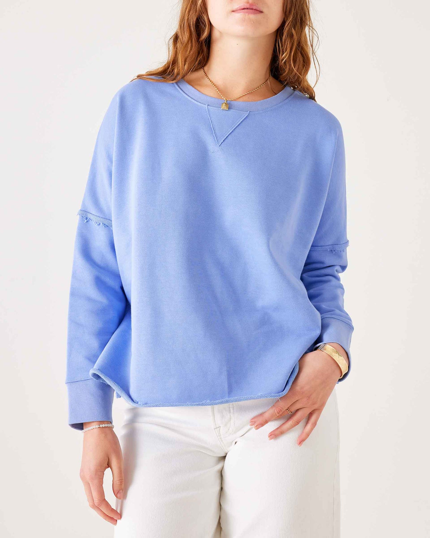 Mersea Frenchie Raw Edge Crewneck Sweater - Periwinkle